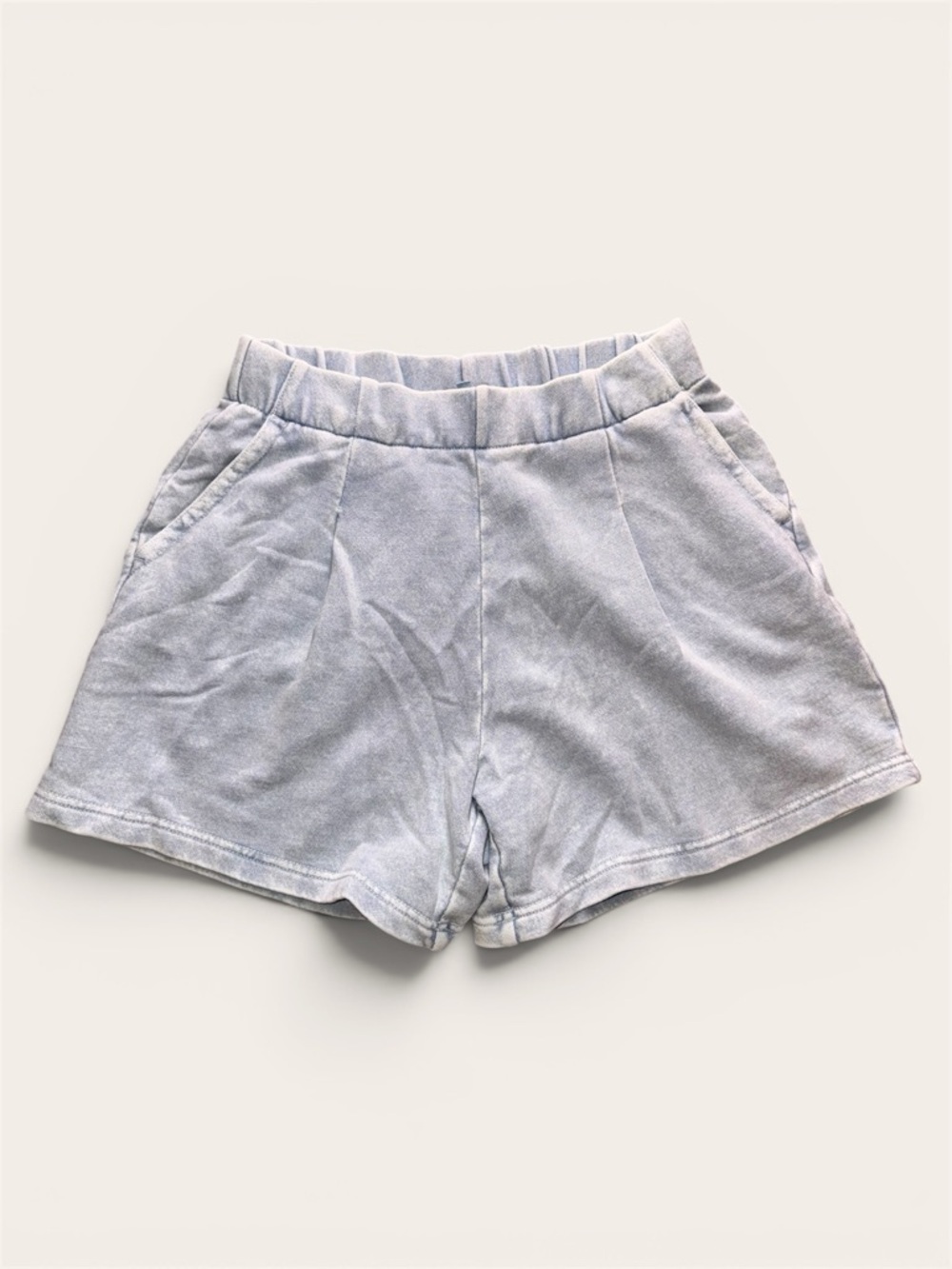 aerie Light Blue Acid Wash High-Waist Casual Shorts